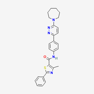 molecular formula C27H27N5OS B2913643 N-(4-(6-(azepan-1-yl)pyridazin-3-yl)phenyl)-4-methyl-2-phenylthiazole-5-carboxamide CAS No. 922835-58-3