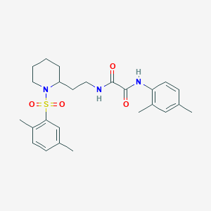 molecular formula C25H33N3O4S B2913652 N-{2-[1-(2,5-dimethylbenzenesulfonyl)piperidin-2-yl]ethyl}-N'-(2,4-dimethylphenyl)ethanediamide CAS No. 898461-40-0