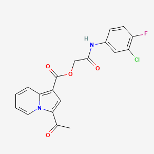 molecular formula C19H14ClFN2O4 B2913703 [(3-chloro-4-fluorophenyl)carbamoyl]methyl 3-acetylindolizine-1-carboxylate CAS No. 899998-14-2