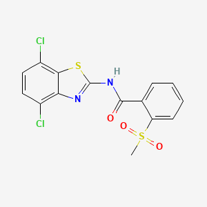 molecular formula C15H10Cl2N2O3S2 B2913736 N-(4,7-dichloro-1,3-benzothiazol-2-yl)-2-methanesulfonylbenzamide CAS No. 896270-16-9
