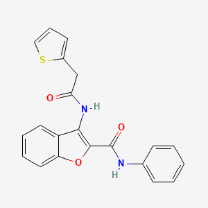 molecular formula C21H16N2O3S B2913741 N-phenyl-3-(2-(thiophen-2-yl)acetamido)benzofuran-2-carboxamide CAS No. 862829-76-3