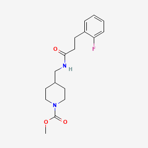 molecular formula C17H23FN2O3 B2913745 Methyl 4-((3-(2-fluorophenyl)propanamido)methyl)piperidine-1-carboxylate CAS No. 1797615-03-2