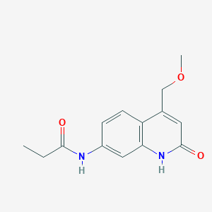 molecular formula C14H16N2O3 B2913763 N-(4-(methoxymethyl)-2-oxo-1,2-dihydroquinolin-7-yl)propionamide CAS No. 1251564-28-9