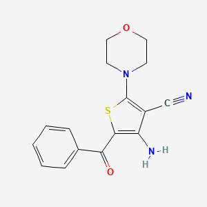 molecular formula C16H15N3O2S B2913809 4-Amino-5-benzoyl-2-morpholino-3-thiophenecarbonitrile CAS No. 72100-51-7