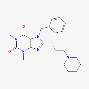 B2913825 7-benzyl-1,3-dimethyl-8-((2-(piperidin-1-yl)ethyl)thio)-1H-purine-2,6(3H,7H)-dione CAS No. 843626-82-4