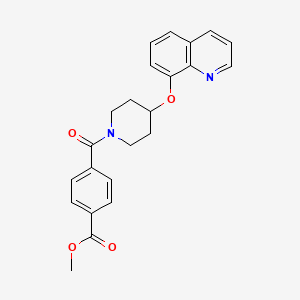 molecular formula C23H22N2O4 B2913853 Methyl 4-(4-(quinolin-8-yloxy)piperidine-1-carbonyl)benzoate CAS No. 2034277-35-3