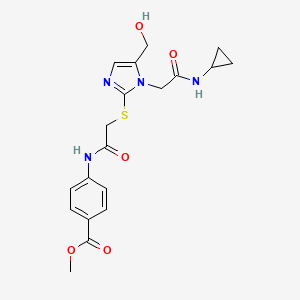 molecular formula C19H22N4O5S B2913865 methyl 4-(2-((1-(2-(cyclopropylamino)-2-oxoethyl)-5-(hydroxymethyl)-1H-imidazol-2-yl)thio)acetamido)benzoate CAS No. 921524-54-1