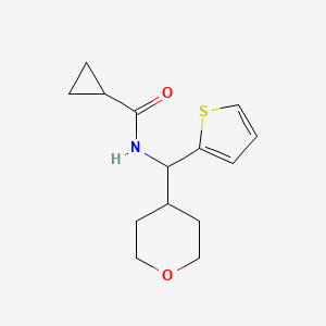 molecular formula C14H19NO2S B2913925 N-[(oxan-4-yl)(thiophen-2-yl)methyl]cyclopropanecarboxamide CAS No. 2310124-48-0