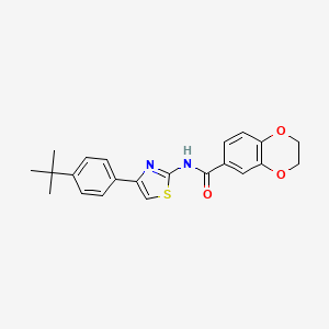 molecular formula C22H22N2O3S B2913932 N-[4-(4-tert-butylphenyl)-1,3-thiazol-2-yl]-2,3-dihydro-1,4-benzodioxine-6-carboxamide CAS No. 477550-94-0