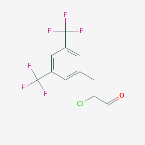 molecular formula C12H9ClF6O B2913935 4-[3,5-Bis(trifluoromethyl)phenyl]-3-chlorobutan-2-one CAS No. 439094-40-3