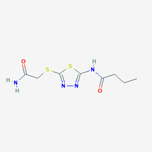 molecular formula C8H12N4O2S2 B2913982 N-(5-((2-amino-2-oxoethyl)thio)-1,3,4-thiadiazol-2-yl)butyramide CAS No. 868976-19-6