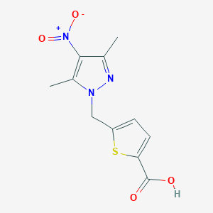 molecular formula C11H11N3O4S B2913989 5-[(3,5-Dimethyl-4-nitro-1H-pyrazol-1-YL)methyl]thiophene-2-carboxylic acid CAS No. 1006955-28-7