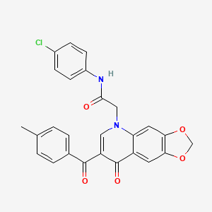 molecular formula C26H19ClN2O5 B2914011 N-(4-chlorophenyl)-2-[7-(4-methylbenzoyl)-8-oxo-2H,5H,8H-[1,3]dioxolo[4,5-g]quinolin-5-yl]acetamide CAS No. 902292-94-8