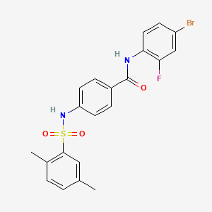 molecular formula C21H18BrFN2O3S B2914035 N-(4-BROMO-2-FLUOROPHENYL)-4-(2,5-DIMETHYLBENZENESULFONAMIDO)BENZAMIDE CAS No. 690643-67-5