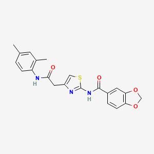molecular formula C21H19N3O4S B2914041 N-(4-(2-((2,4-dimethylphenyl)amino)-2-oxoethyl)thiazol-2-yl)benzo[d][1,3]dioxole-5-carboxamide CAS No. 921865-07-8