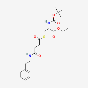 molecular formula C22H32N2O6S B2914062 Ethyl 2-[(tert-butoxycarbonyl)amino]-3-{[4-oxo-4-(phenethylamino)butanoyl]sulfanyl}propanoate CAS No. 1396972-11-4