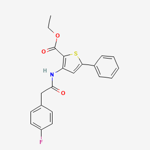 molecular formula C21H18FNO3S B2914064 Ethyl 3-(2-(4-fluorophenyl)acetamido)-5-phenylthiophene-2-carboxylate CAS No. 922646-62-6