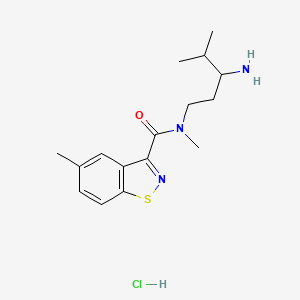 molecular formula C16H24ClN3OS B2914109 N-(3-Amino-4-methylpentyl)-N,5-dimethyl-1,2-benzothiazole-3-carboxamide;hydrochloride CAS No. 2470437-82-0