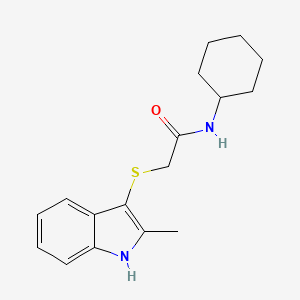 molecular formula C17H22N2OS B2914122 N-cyclohexyl-2-[(2-methyl-1H-indol-3-yl)sulfanyl]acetamide CAS No. 536701-94-7