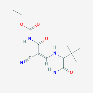 molecular formula C14H22N4O4 B2914124 ethyl N-[(2Z)-2-cyano-2-({[2,2-dimethyl-1-(methylcarbamoyl)propyl]amino}methylidene)acetyl]carbamate CAS No. 477768-34-6