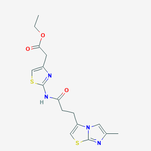 Ethyl 2-(2-(3-(6-methylimidazo[2,1-b]thiazol-3-yl)propanamido)thiazol-4-yl)acetate