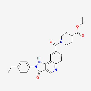 molecular formula C27H28N4O4 B2914179 ethyl 1-(2-(4-ethylphenyl)-3-oxo-3,5-dihydro-2H-pyrazolo[4,3-c]quinoline-8-carbonyl)piperidine-4-carboxylate CAS No. 1251616-68-8