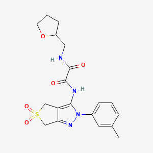 molecular formula C19H22N4O5S B2914187 N-[2-(3-methylphenyl)-5,5-dioxo-2H,4H,6H-5lambda6-thieno[3,4-c]pyrazol-3-yl]-N'-[(oxolan-2-yl)methyl]ethanediamide CAS No. 899994-78-6
