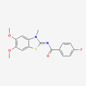 N-(5,6-dimethoxy-3-methyl-1,3-benzothiazol-2-ylidene)-4-fluorobenzamide