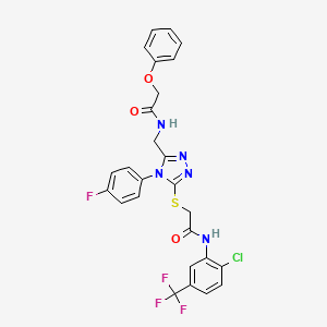 molecular formula C26H20ClF4N5O3S B2914242 N-({5-[({[2-chloro-5-(trifluoromethyl)phenyl]carbamoyl}methyl)sulfanyl]-4-(4-fluorophenyl)-4H-1,2,4-triazol-3-yl}methyl)-2-phenoxyacetamide CAS No. 394214-78-9