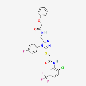 N-(2-chloro-5-(trifluoromethyl)phenyl)-2-((4-(4-fluorophenyl)-5-((2-phenoxyacetamido)methyl)-4H-1,2,4-triazol-3-yl)thio)acetamide