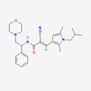 (E)-2-Cyano-3-[2,5-dimethyl-1-(2-methylpropyl)pyrrol-3-yl]-N-(2-morpholin-4-yl-1-phenylethyl)prop-2-enamide
