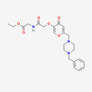 molecular formula C23H29N3O6 B2914250 ethyl 2-(2-((6-((4-benzylpiperazin-1-yl)methyl)-4-oxo-4H-pyran-3-yl)oxy)acetamido)acetate CAS No. 898441-27-5