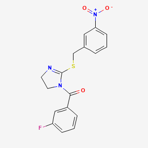 (3-fluorophenyl)(2-((3-nitrobenzyl)thio)-4,5-dihydro-1H-imidazol-1-yl)methanone