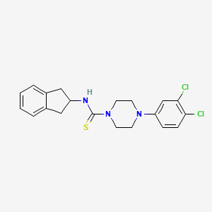 molecular formula C20H21Cl2N3S B2914276 4-(3,4-dichlorophenyl)-N-(2,3-dihydro-1H-inden-2-yl)piperazine-1-carbothioamide CAS No. 391876-03-2