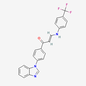 molecular formula C23H16F3N3O B2914281 (E)-1-[4-(benzimidazol-1-yl)phenyl]-3-[4-(trifluoromethyl)anilino]prop-2-en-1-one CAS No. 692287-93-7