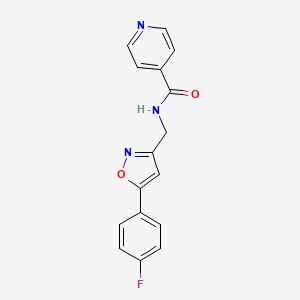molecular formula C16H12FN3O2 B2914284 N-((5-(4-fluorophenyl)isoxazol-3-yl)methyl)isonicotinamide CAS No. 1208963-43-2