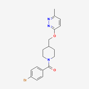 molecular formula C18H20BrN3O2 B2914285 3-{[1-(4-Bromobenzoyl)piperidin-4-yl]methoxy}-6-methylpyridazine CAS No. 2310099-26-2