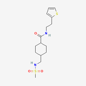 molecular formula C15H24N2O3S2 B2914286 4-(methylsulfonamidomethyl)-N-(2-(thiophen-2-yl)ethyl)cyclohexanecarboxamide CAS No. 1251545-93-3