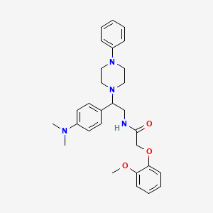 molecular formula C29H36N4O3 B2914288 N-{2-[4-(dimethylamino)phenyl]-2-(4-phenylpiperazin-1-yl)ethyl}-2-(2-methoxyphenoxy)acetamide CAS No. 1005297-50-6