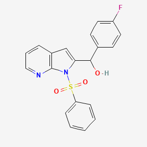 molecular formula C20H15FN2O3S B2914290 (4-fluorophenyl)[1-(phenylsulfonyl)-1H-pyrrolo[2,3-b]pyridin-2-yl]methanol CAS No. 860785-85-9
