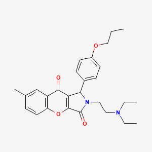 molecular formula C27H32N2O4 B2914297 2-(2-(Diethylamino)ethyl)-7-methyl-1-(4-propoxyphenyl)-1,2-dihydrochromeno[2,3-c]pyrrole-3,9-dione CAS No. 631886-44-7