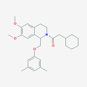 molecular formula C28H37NO4 B2914298 2-cyclohexyl-1-(1-((3,5-dimethylphenoxy)methyl)-6,7-dimethoxy-3,4-dihydroisoquinolin-2(1H)-yl)ethanone CAS No. 680605-32-7
