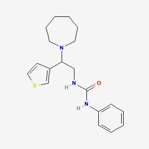 molecular formula C19H25N3OS B2914301 1-(2-(Azepan-1-yl)-2-(thiophen-3-yl)ethyl)-3-phenylurea CAS No. 954621-73-9