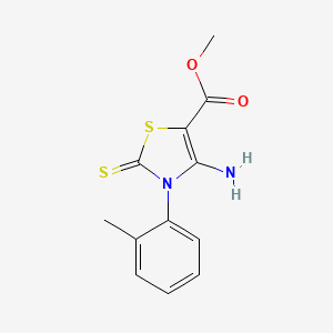 molecular formula C12H12N2O2S2 B2914309 methyl 4-amino-3-(2-methylphenyl)-2-sulfanylidene-2,3-dihydro-1,3-thiazole-5-carboxylate CAS No. 689771-91-3