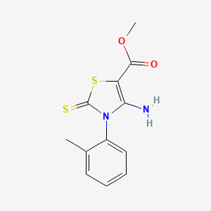 molecular formula C12H12N2O2S2 B2914309 Methyl 4-amino-3-(2-methylphenyl)-2-sulfanylidene-1,3-thiazole-5-carboxylate CAS No. 689771-91-3
