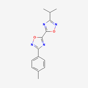 molecular formula C14H14N4O2 B2914327 3-Isopropyl-3'-(4-methylphenyl)-5,5'-bi-1,2,4-oxadiazole CAS No. 1775536-47-4
