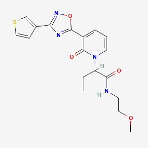 molecular formula C18H20N4O4S B2914329 N-(2-methoxyethyl)-2-(2-oxo-3-(3-(thiophen-3-yl)-1,2,4-oxadiazol-5-yl)pyridin-1(2H)-yl)butanamide CAS No. 1396627-36-3