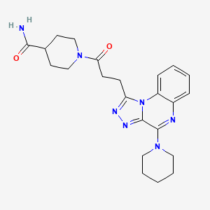 molecular formula C23H29N7O2 B2914354 1-(3-(4-(Piperidin-1-yl)-[1,2,4]triazolo[4,3-a]quinoxalin-1-yl)propanoyl)piperidine-4-carboxamide CAS No. 1185091-81-9