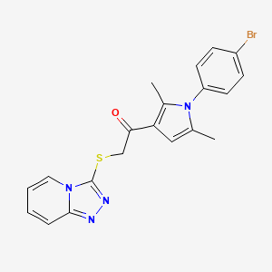 molecular formula C20H17BrN4OS B2914361 2-([1,2,4]triazolo[4,3-a]pyridin-3-ylthio)-1-(1-(4-bromophenyl)-2,5-dimethyl-1H-pyrrol-3-yl)ethanone CAS No. 442865-31-8