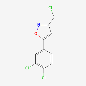 molecular formula C10H6Cl3NO B2914363 3-(Chloromethyl)-5-(3,4-dichlorophenyl)-1,2-oxazole CAS No. 338776-97-9